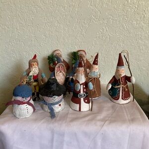 Vtg. Lot Of 10 Resin Santa’s & Snowmen  Table Decoration or Ornaments